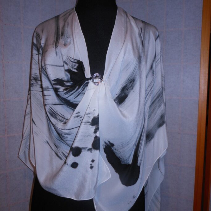 Zen, Hand-Painted Chiffon Bolero, Wearable Art, Gifts for Her, Abstract Poncho