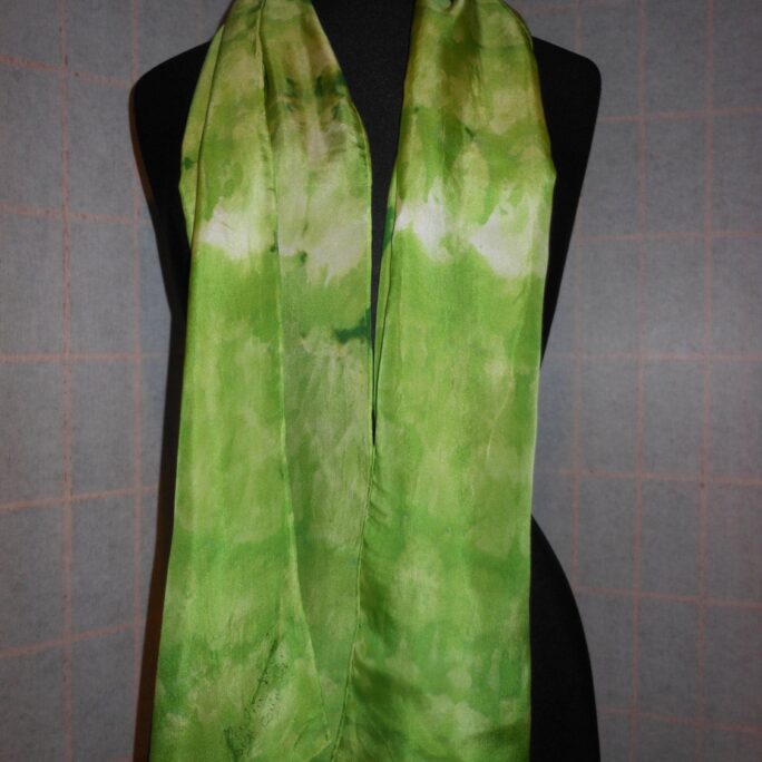 Green Grass, Hand-Painted Silk Scarf, Fashion Scarves, Wearable Art, Gifts for Mom, Abstract Scarf